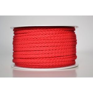 Cordón trenzado de algodón 5 mm rojo (por metro)