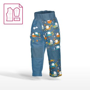 Panel patrón para pantalones de softshell talla 110 excavadora azul