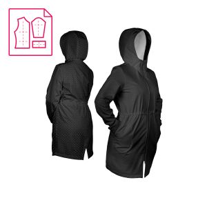 Panel patrón para chaqueta de softshell mujer talla 34 lunares blancos en negro