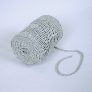 Cordón trenzado de algodón 6 mm premium gris