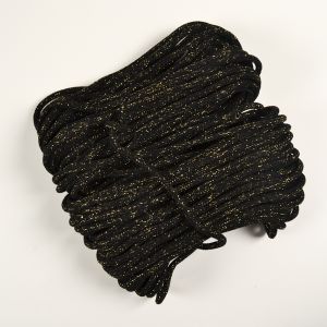 Cordón trenzado de algodón con lúrex 7mm premium negro (por metro)