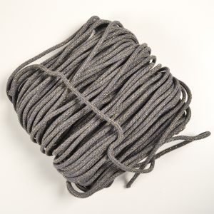 Cordón trenzado de algodón con lúrex 7mm premium gris melange (por metro)