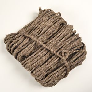 Cordón trenzado de algodón con lúrex 7mm premium marrón claro (por metro)