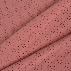 Tela de punto perforada y bordada rosa