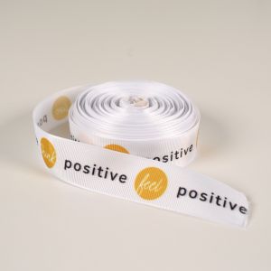 Galón 25 mm texto motivador amarillo - Think positive