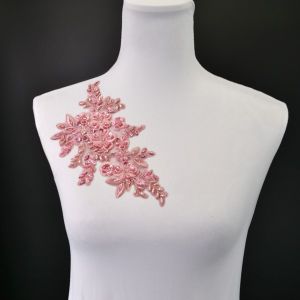 Aplique para vestido flores rosa antiguo - derecho
