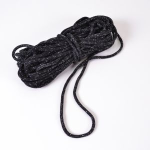 Cordón trenzado de algodón 7 mm con lurex plateado negro