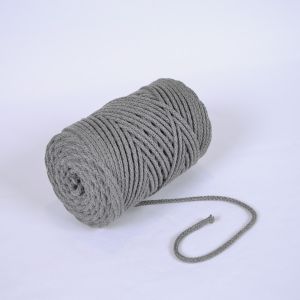 Cordón trenzado de algodón 6 mm premium gris melange (por metro)