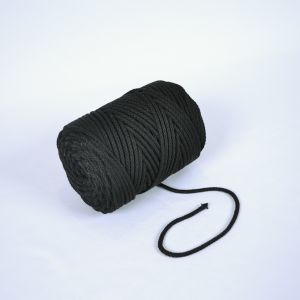 Cordón trenzado de algodón 6 mm premium negro (por metro)