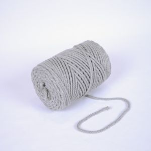 Cordón trenzado de algodón 6 mm premium largo 100 m - gris claro