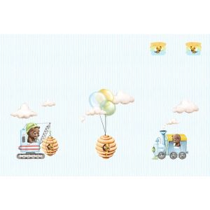 Panel para Saco carrito de bebé poliéster impermeable 155x105 animalitos dulces blanco- oso