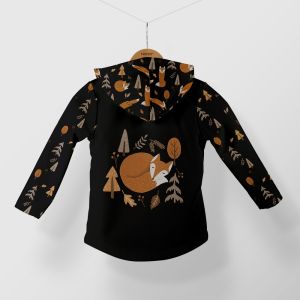 Panel patrón para chaqueta de softshell talla 98 zorros en otoño negro