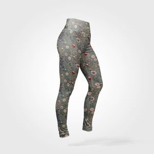 Panel patrón leggings deporte Slim fit talla 44 imitación bordado flores de prado Antonia gris