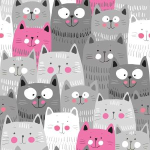 Panel para cubierta de pañal PUL gatos grises
