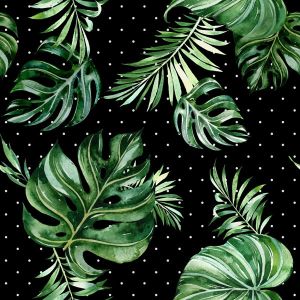 Tela de 100% viscosa hojas tropicales  - Saviano- pequeño