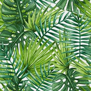 Algodón con lino decorativo premium/canvas hojas tropicales 230g