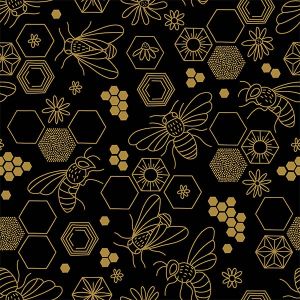 Panel PUL para cubierta de pañal abejas en negro