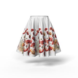 Panel patrón falda circular de algodón premium amapolas pintadas
