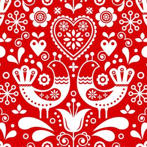 Panel para PUL cubierta de pañal pajaritos blancos con fondo rojo