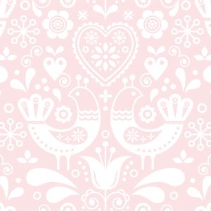 Panel para PUL cubierta de pañal pajaritos blancos con fondo rosa polvo